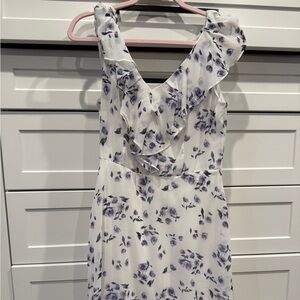 DKNY One Shoulder White and Purple Floral Dress